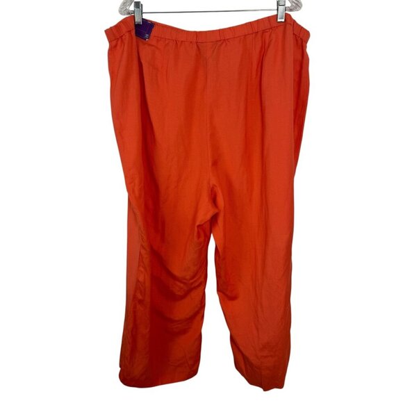 Lane Bryant NEW Coral Pink Linen Blend Elastic Waist Capri Wide Leg Plus Size 26 - Picture 3 of 9